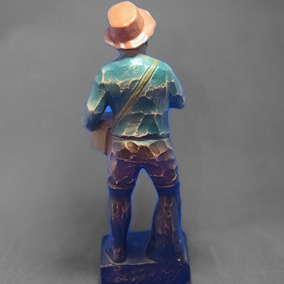 Vintage German Hand Carved & Painted Wood Figurine Fisherman - Picture 8 of 10